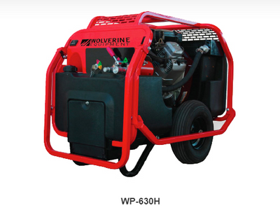 Image: A red Compact Power Pack for portable hydraulic power in tight spaces.