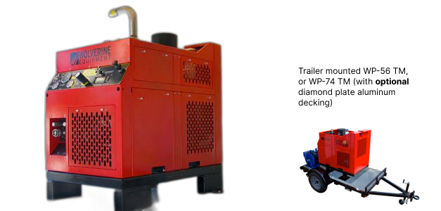 Image: a red Large Frame Diesel Hydraulic Power Pack equipment Powerful, portable, versatile machine with adjustable flow rate, low oil level protection, and triple cooling systems.